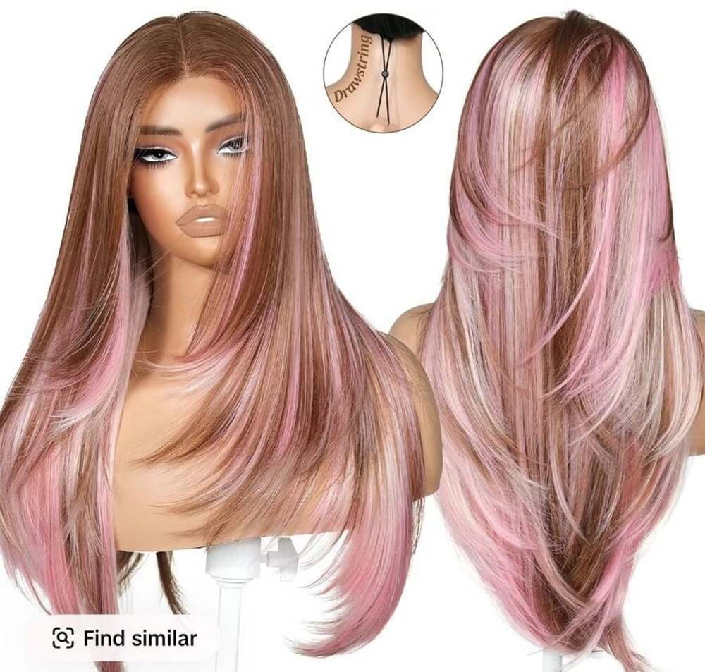 BrownBomb Calico Light Pink Layered Wig